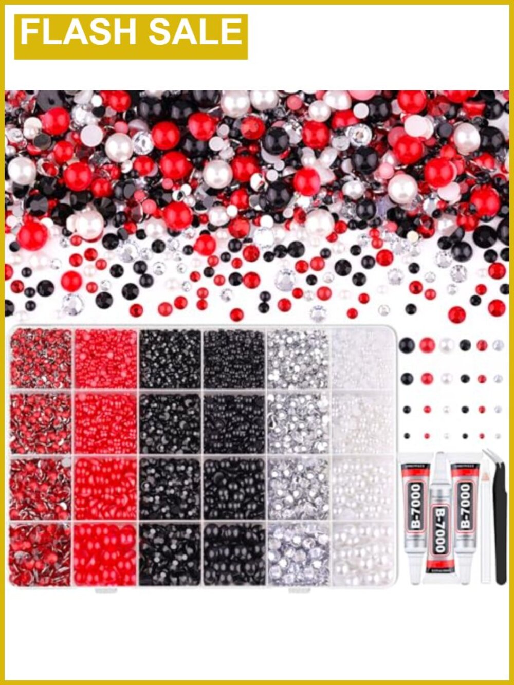 14000PCS Flatback Pearls Rhinestones with Glue for Nail Art Craft DIY